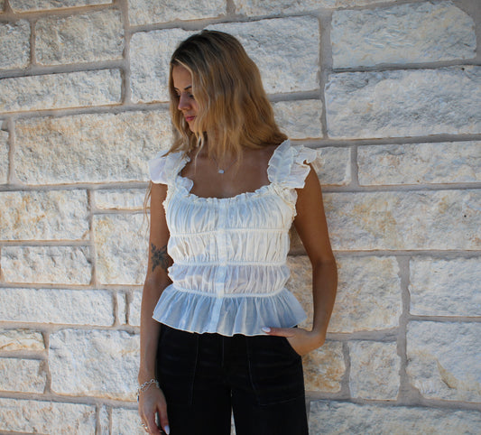 Rock&Roll Ruched Crop Top Natural