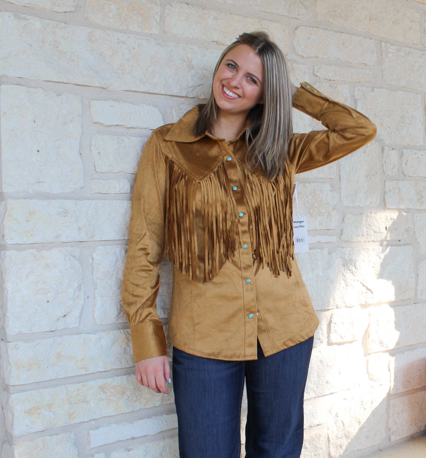 Wrangler Lainey Faux Suede Fringe Shirt