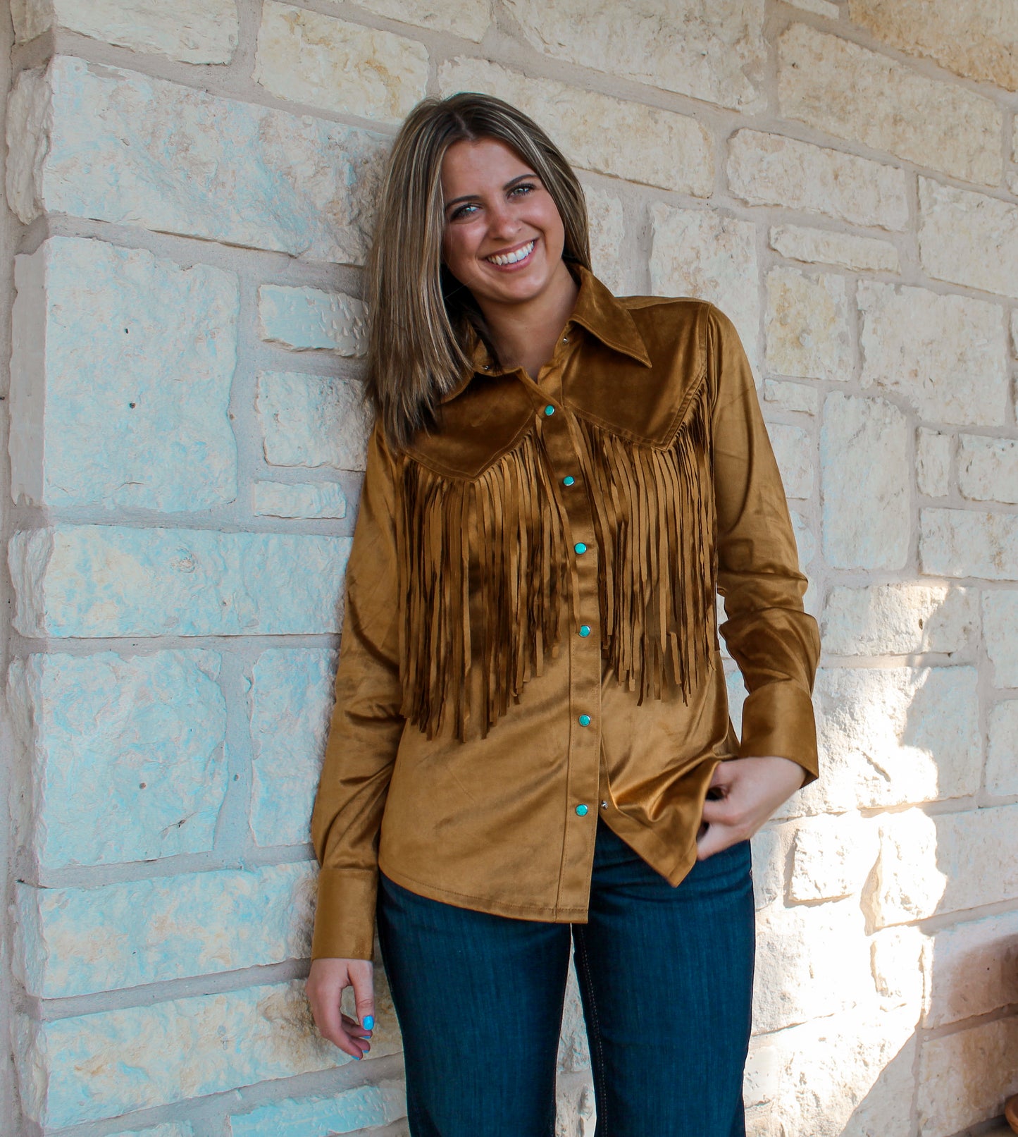 Wrangler Lainey Faux Suede Fringe Shirt