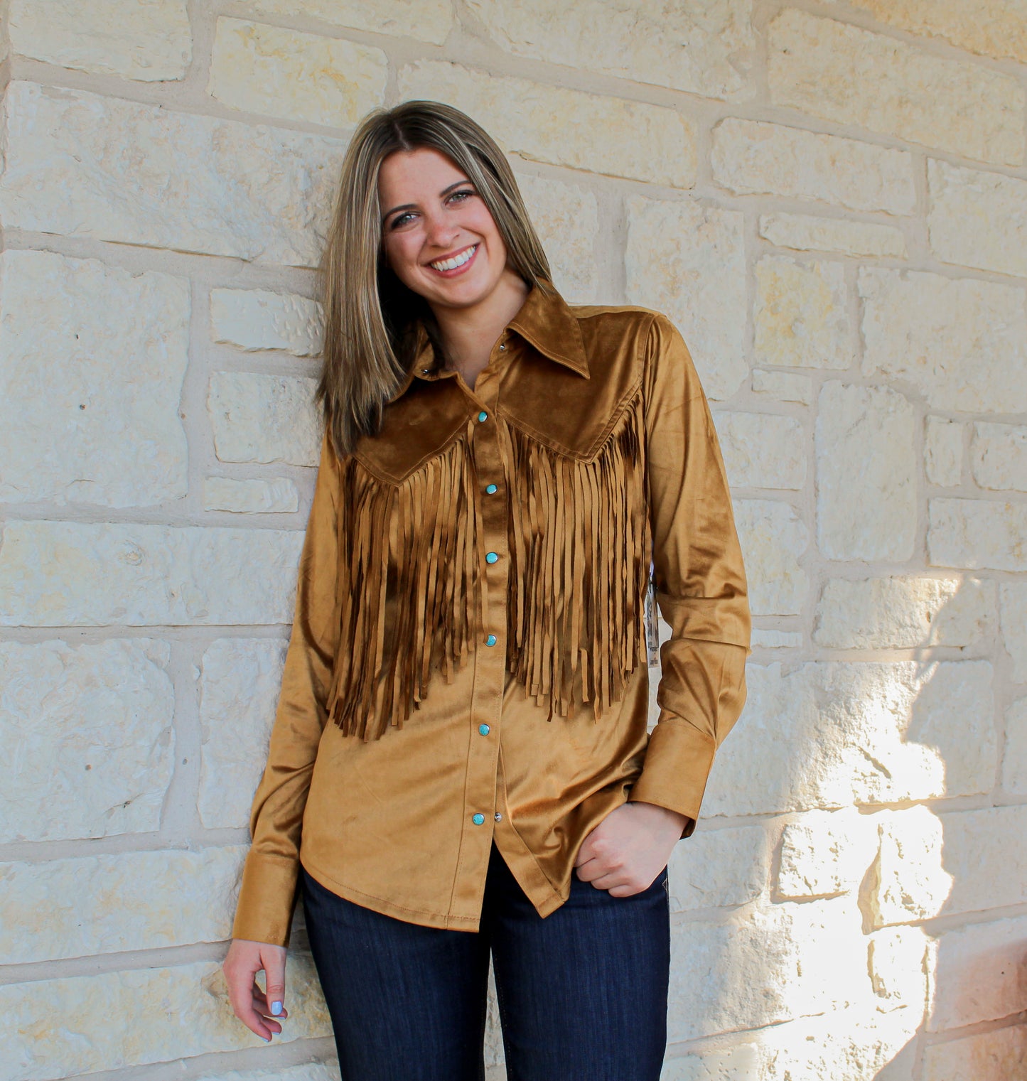 Wrangler Lainey Faux Suede Fringe Shirt