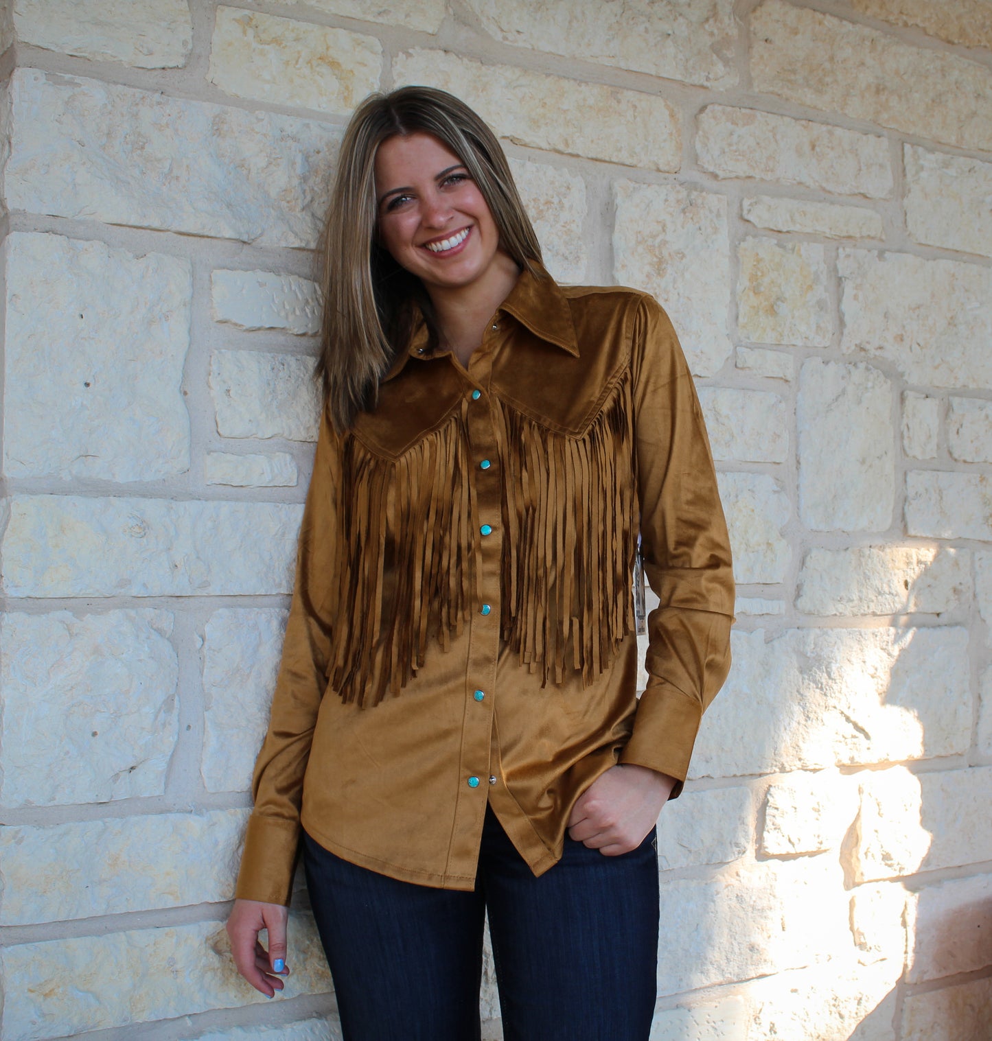 Wrangler Lainey Faux Suede Fringe Shirt