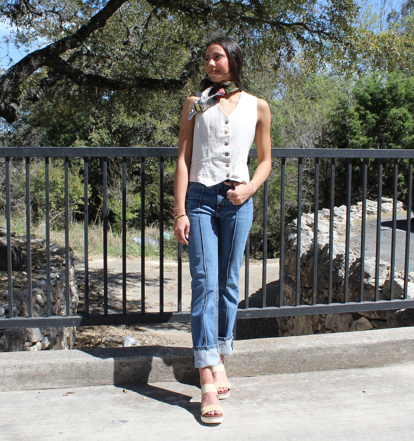 Loom Linen/Cotton Blend Vest Natural