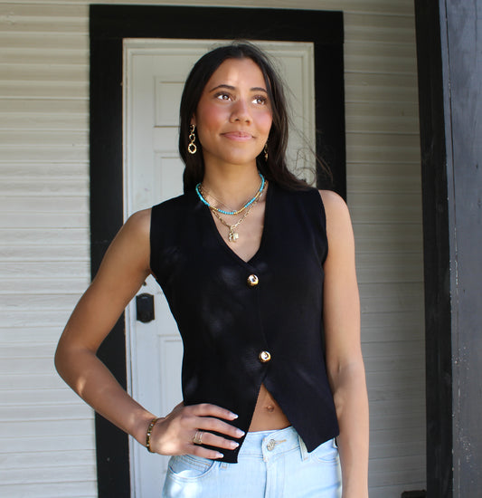 WL Black Fine Knit Vest