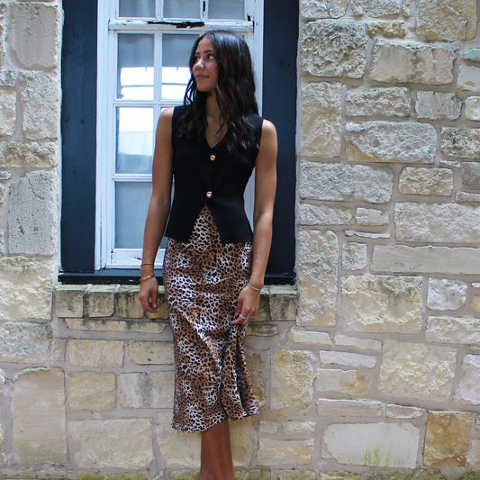 Eesome Cheetah Print Midi Skirt
