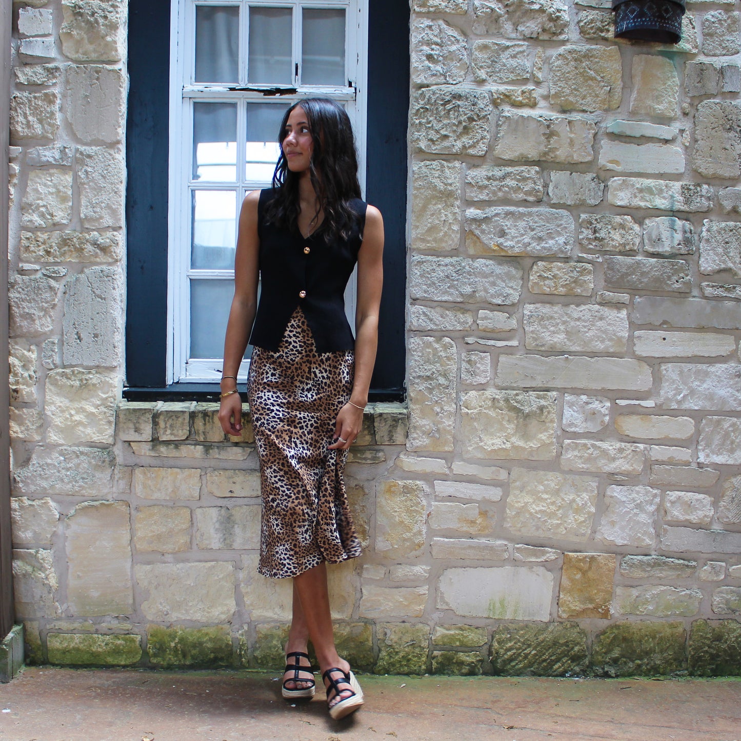 Eesome Cheetah Print Midi Skirt