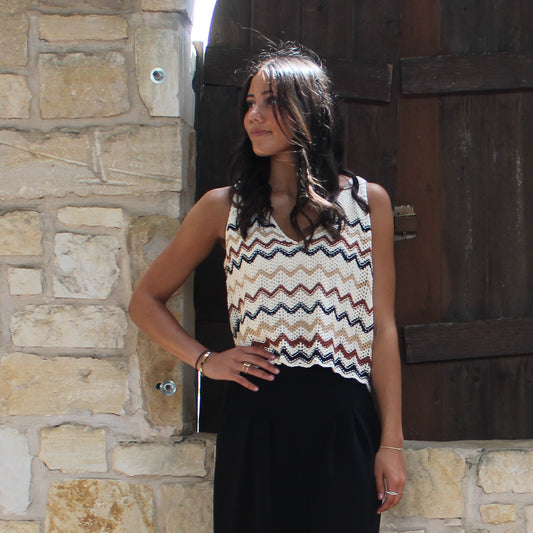 Wrangler Chevron White Crochet Tank