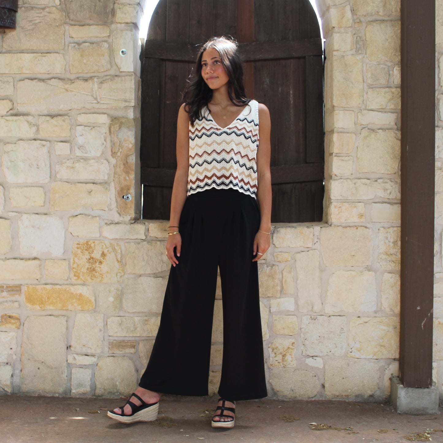 Wrangler Chevron White Crochet Tank