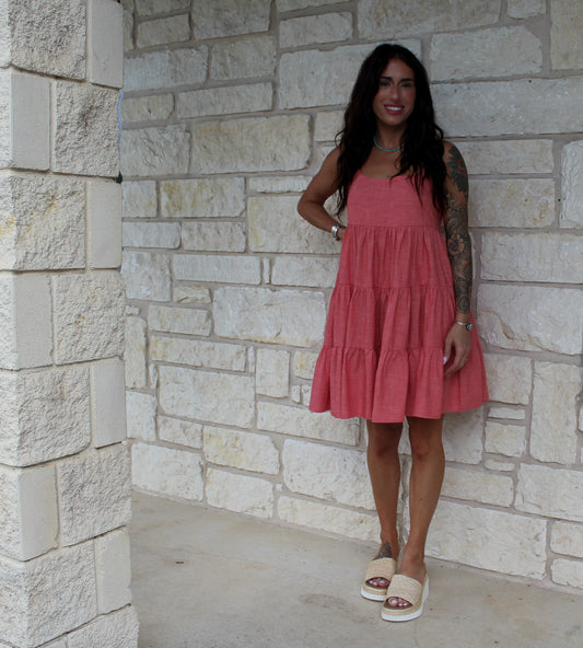 Wrangler Red Strappy Tiered Dress