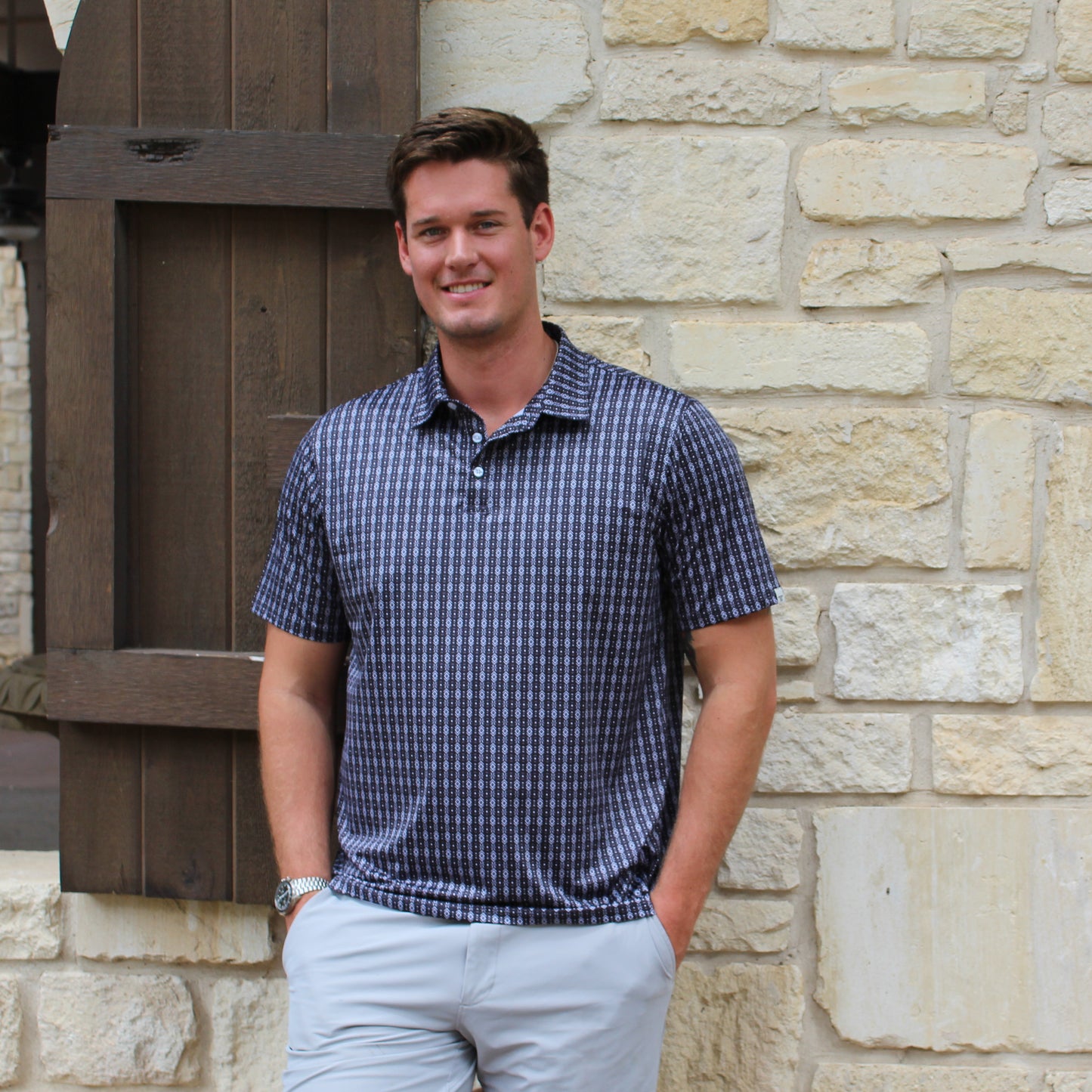 Ferrell Black Aztec Polo