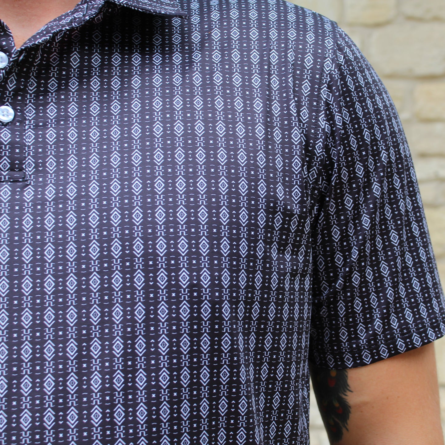 Ferrell Black Aztec Polo