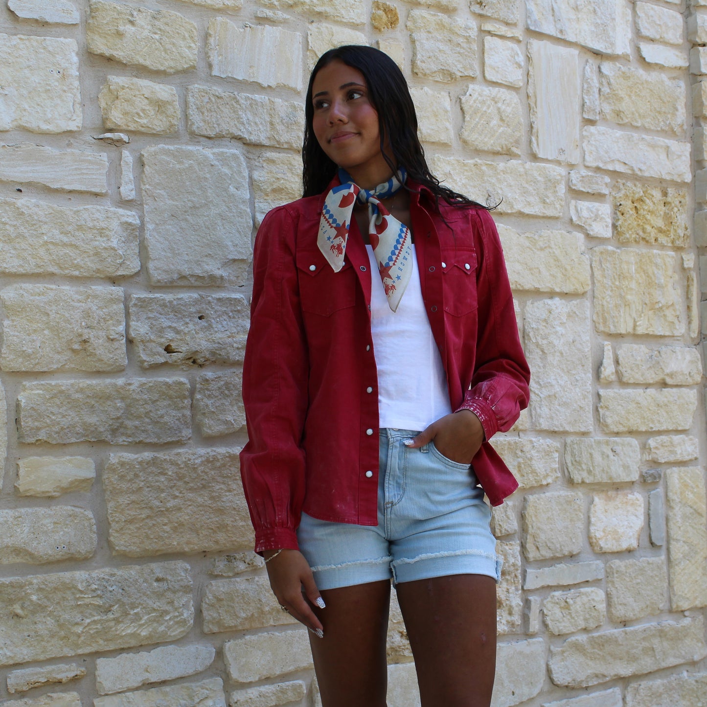 Cinch Red Denim Snap Shirt