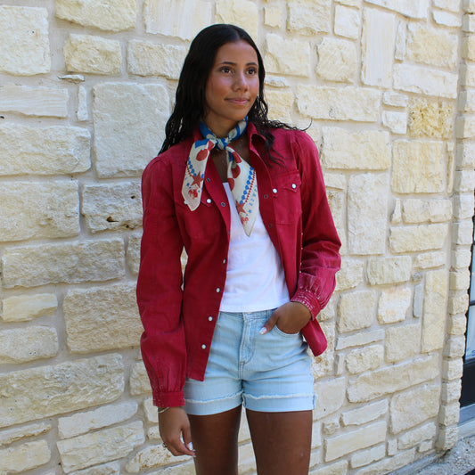 Cinch Red Denim Snap Shirt