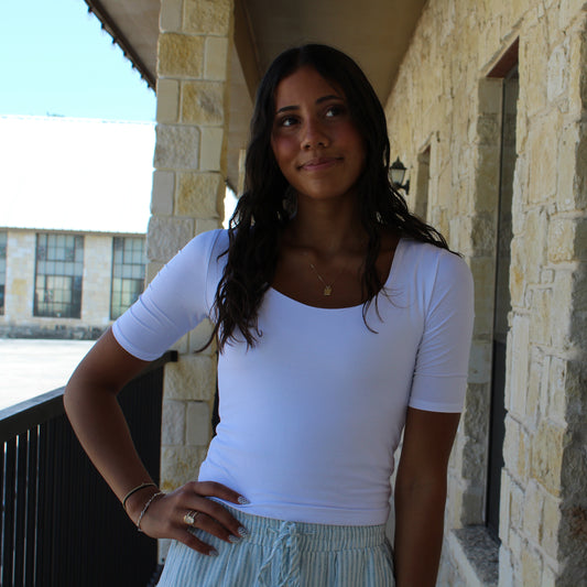 Be Cool White Soft Stretchy Cropped Jersy Top