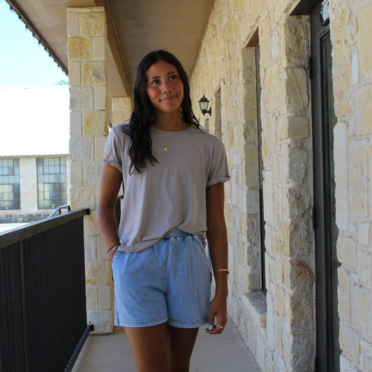 Be Cool Rolled Sleeve Tee Greige