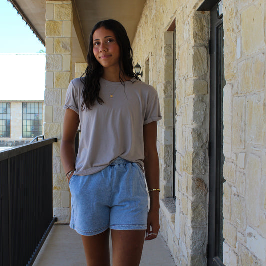 Be Cool Rolled Sleeve Tee Greige