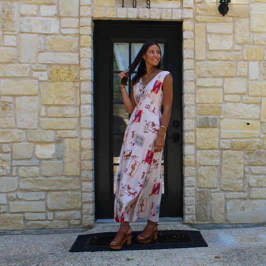 Blue B Western Tie Front Maxi Dress