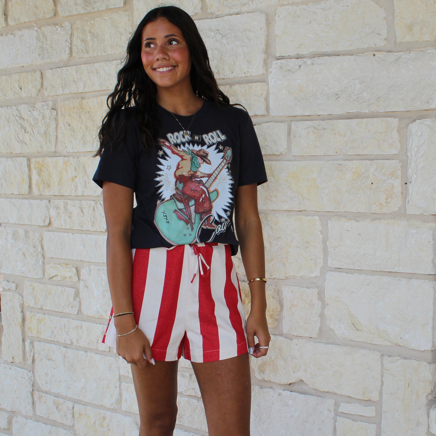 Wishlist Red/Natural Cotton Striped Shorts