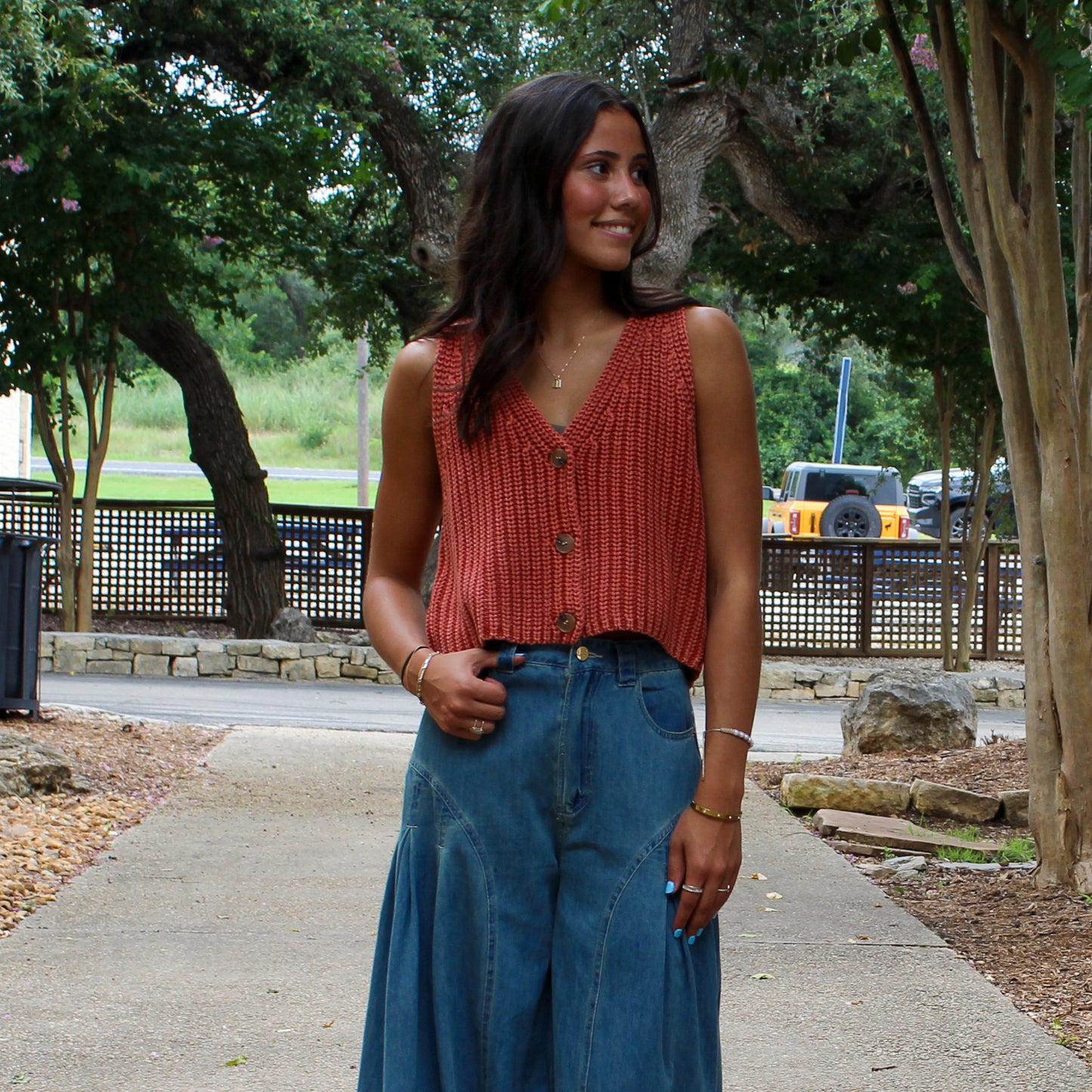 Button Down Sweater Vest Brandy