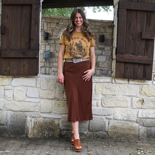 G&G Satin Maxi Skirt Chocolate