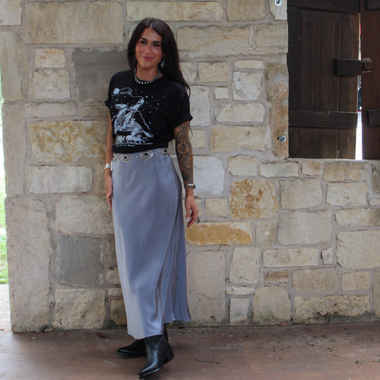 G&G Satin Maxi Skirt Cloud