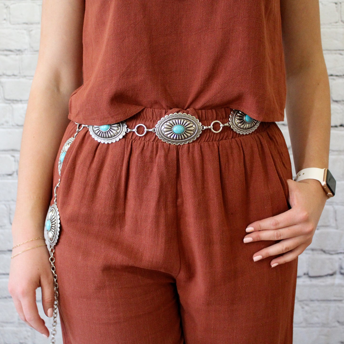 Concho With Turquoise Stone Belt