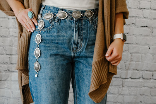 Oval Silver Concho Belt