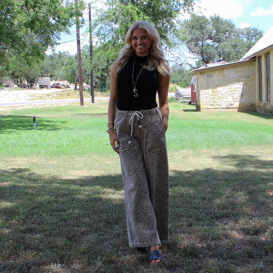 MS Cheetah Front Tie Pants