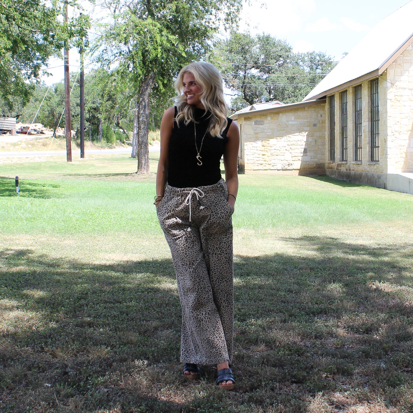 MS Cheetah Front Tie Pants