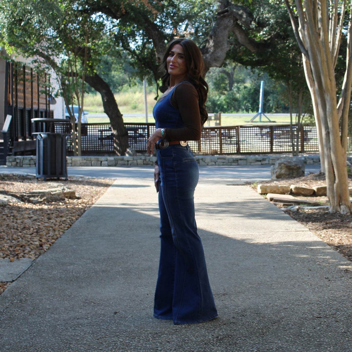 WL Stretch Wide Leg Denim Jumpsuit