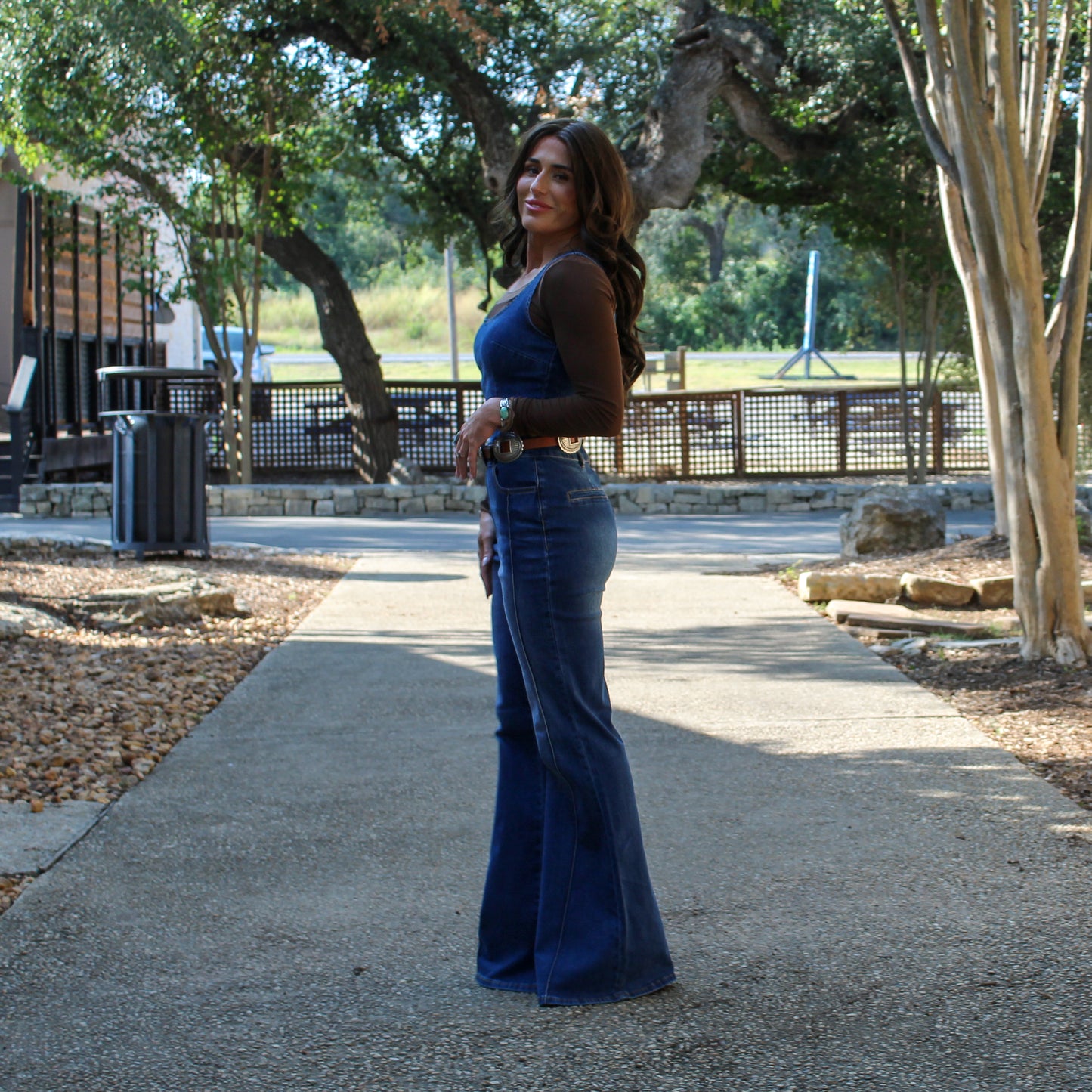 WL Stretch Wide Leg Denim Jumpsuit