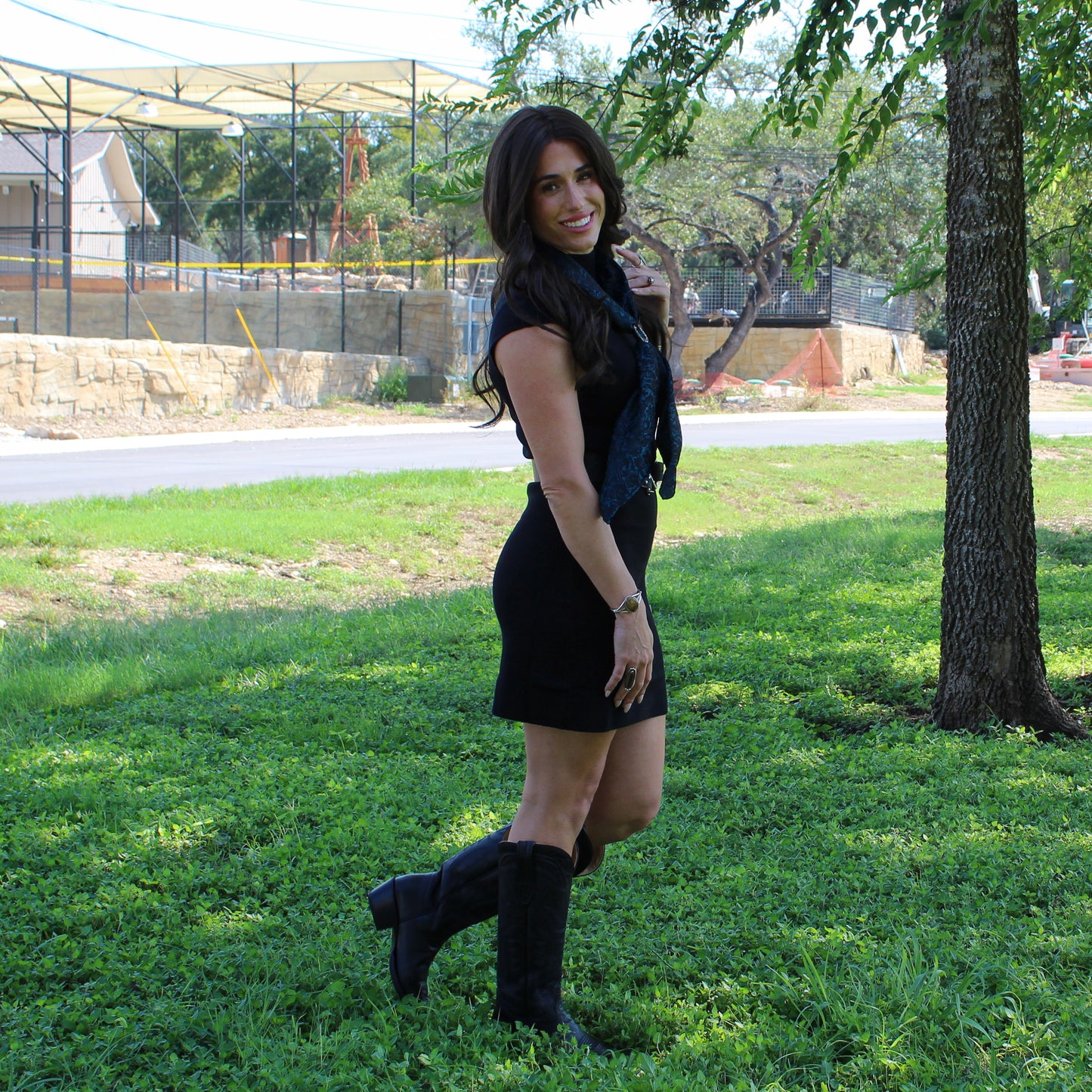 Eesome Black Slim Mock Neck Dress
