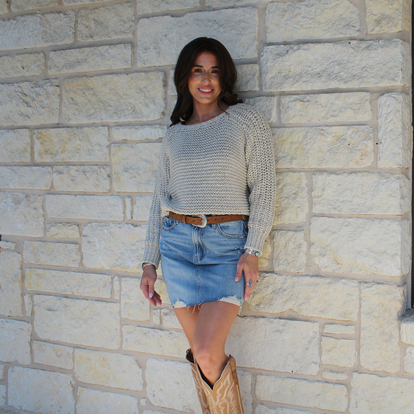 Eesome  Crochet Long Sleeve Sweater