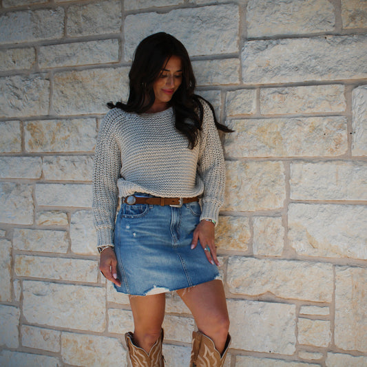 Eesome  Crochet Long Sleeve Sweater