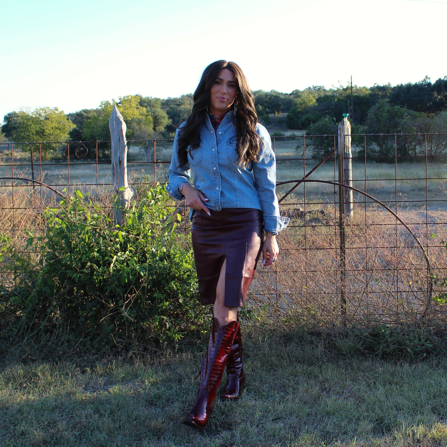 Mustard Seed Seamed Pencil Skirt