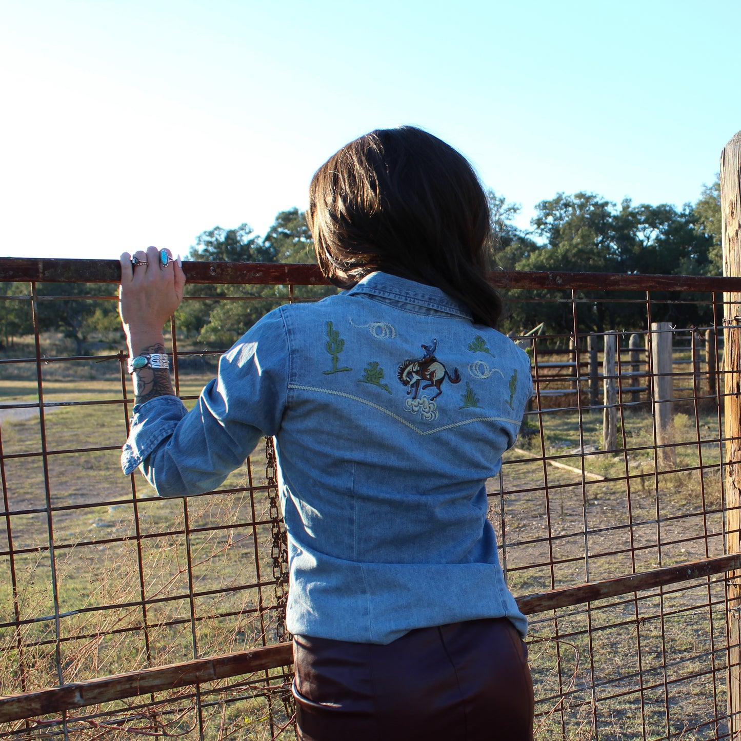 Roper  Old West Denim Snap Top