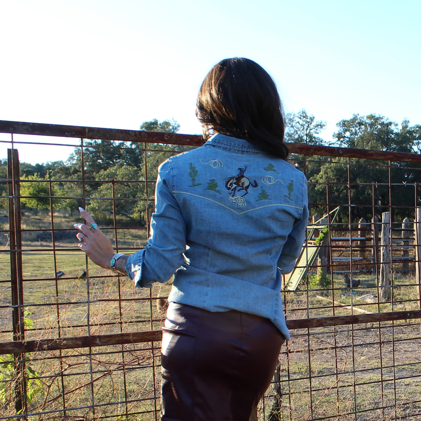 Roper  Old West Denim Snap Top