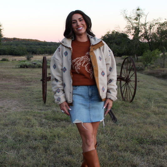 Wrangler Rust Horse Sweater