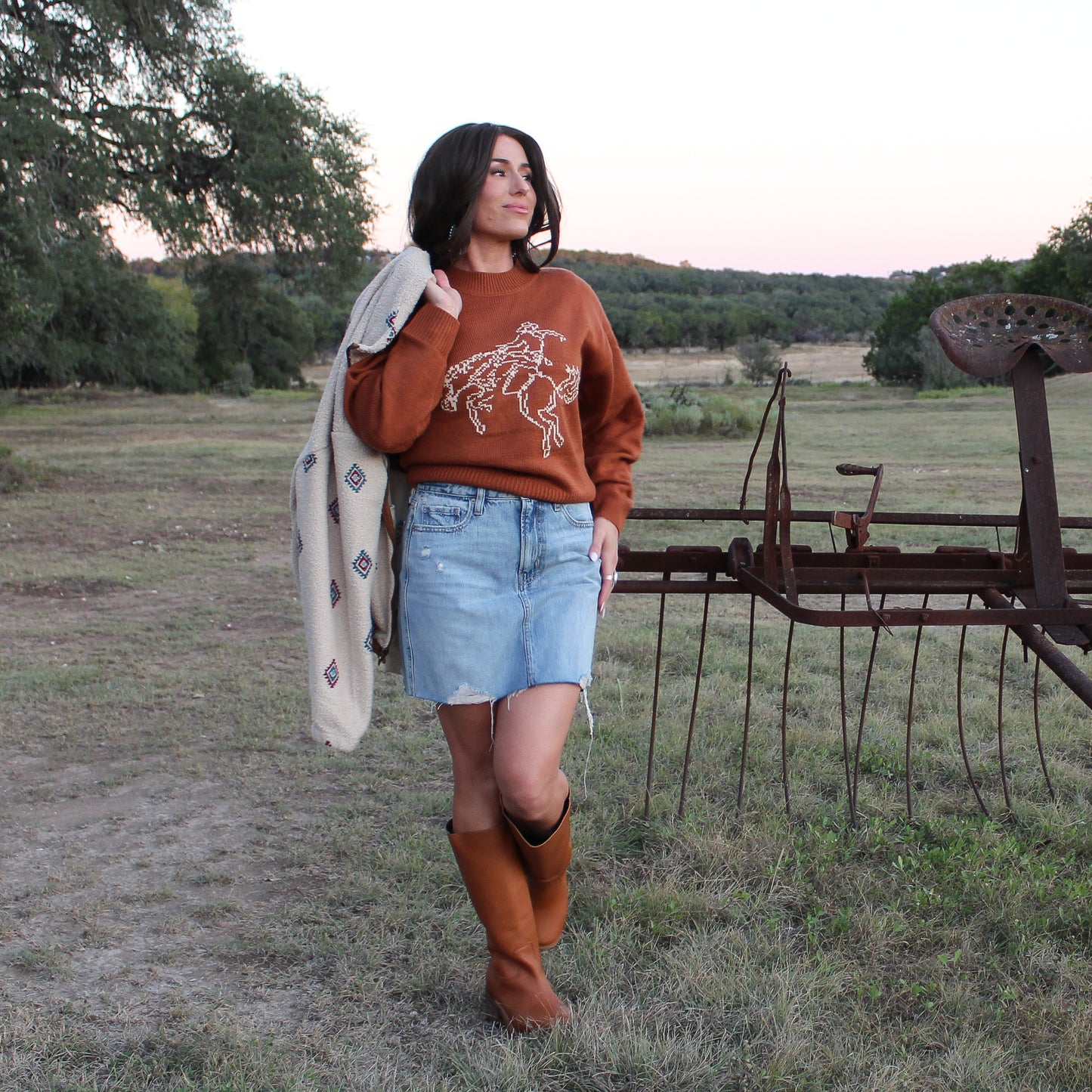 Wrangler Rust Horse Sweater