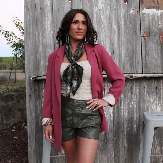 Entro Faux Leather Olive Shorts