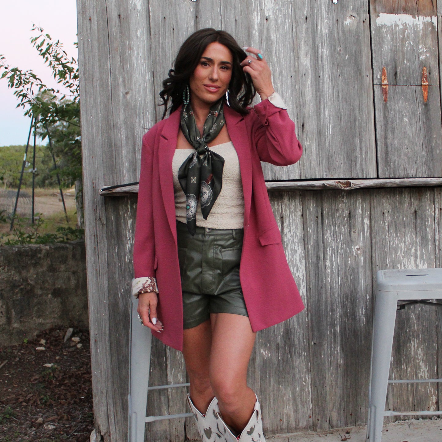 Entro Faux Leather Olive Shorts