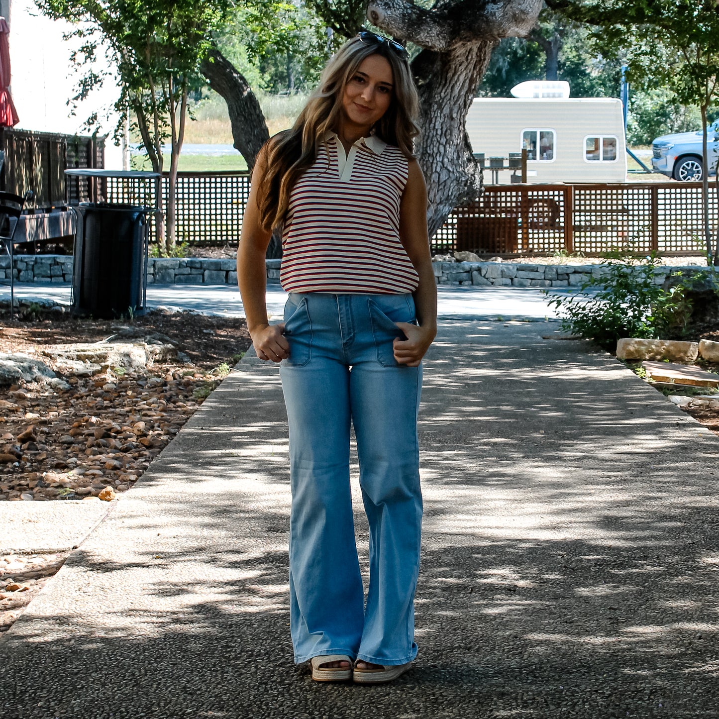 Multi Striped  Polo Top