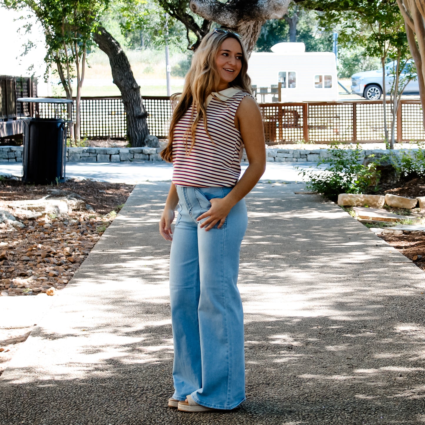 Multi Striped  Polo Top