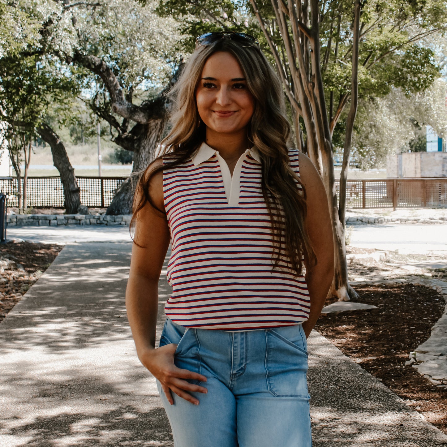 Multi Striped  Polo Top