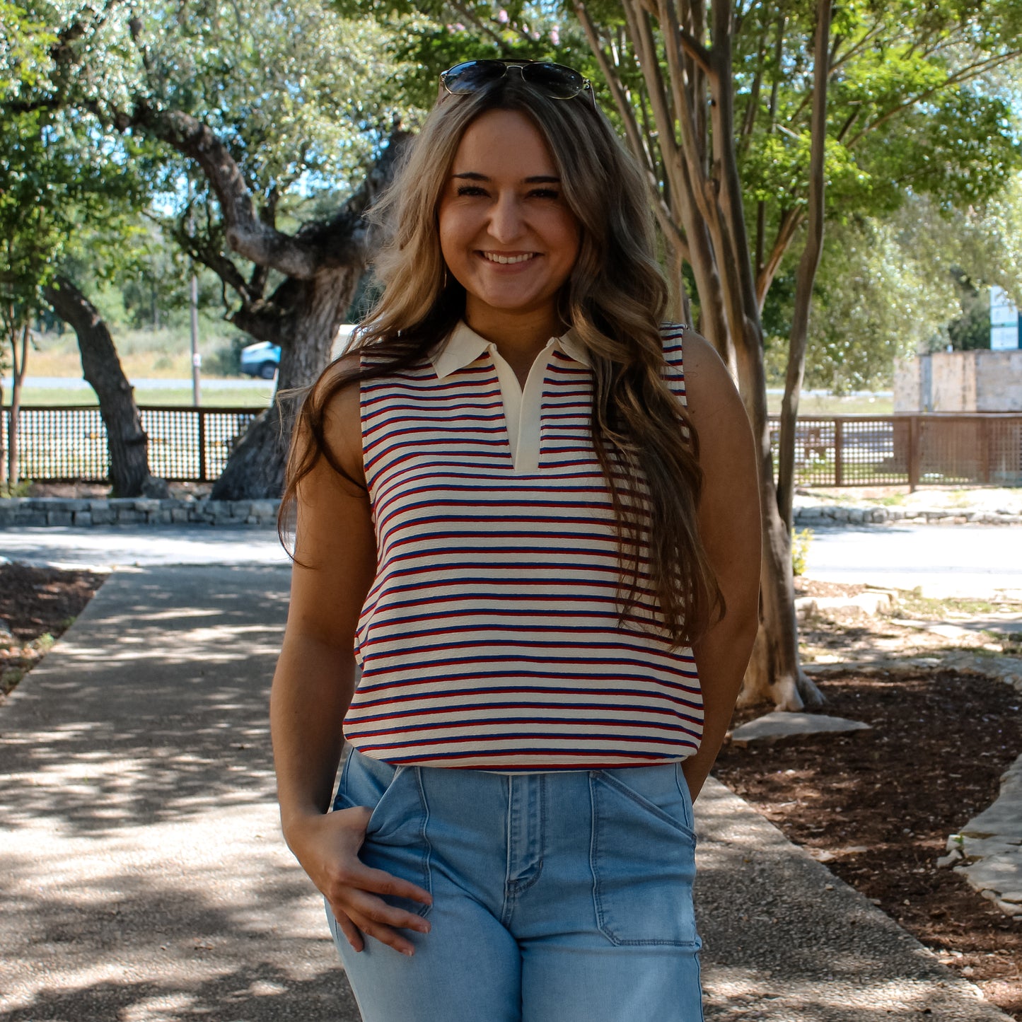 Multi Striped  Polo Top