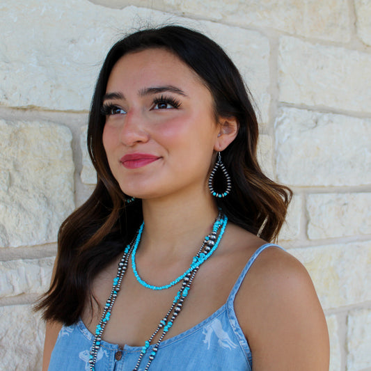 Navajo Disc & Turquoise Hoop Earrings