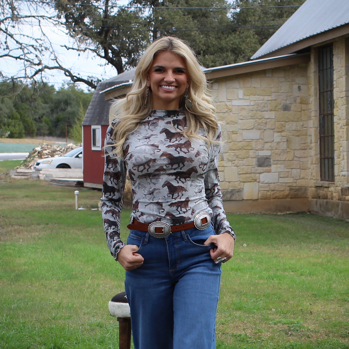Eesome Ash Gray Mustang Mesh Top