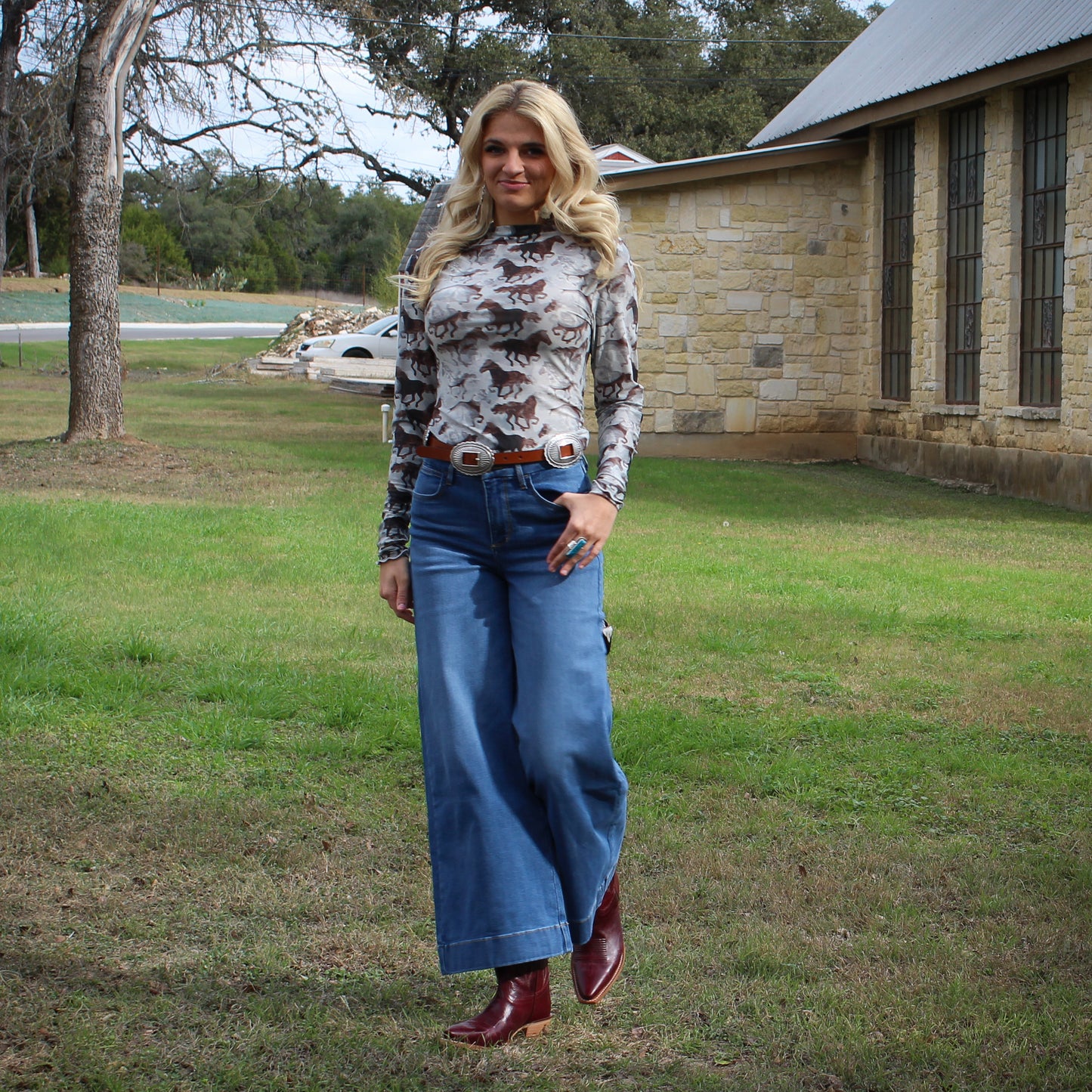 Eesome Ash Gray Mustang Mesh Top