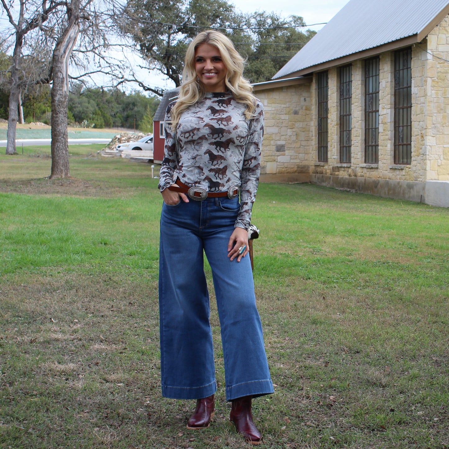 Eesome Ash Gray Mustang Mesh Top