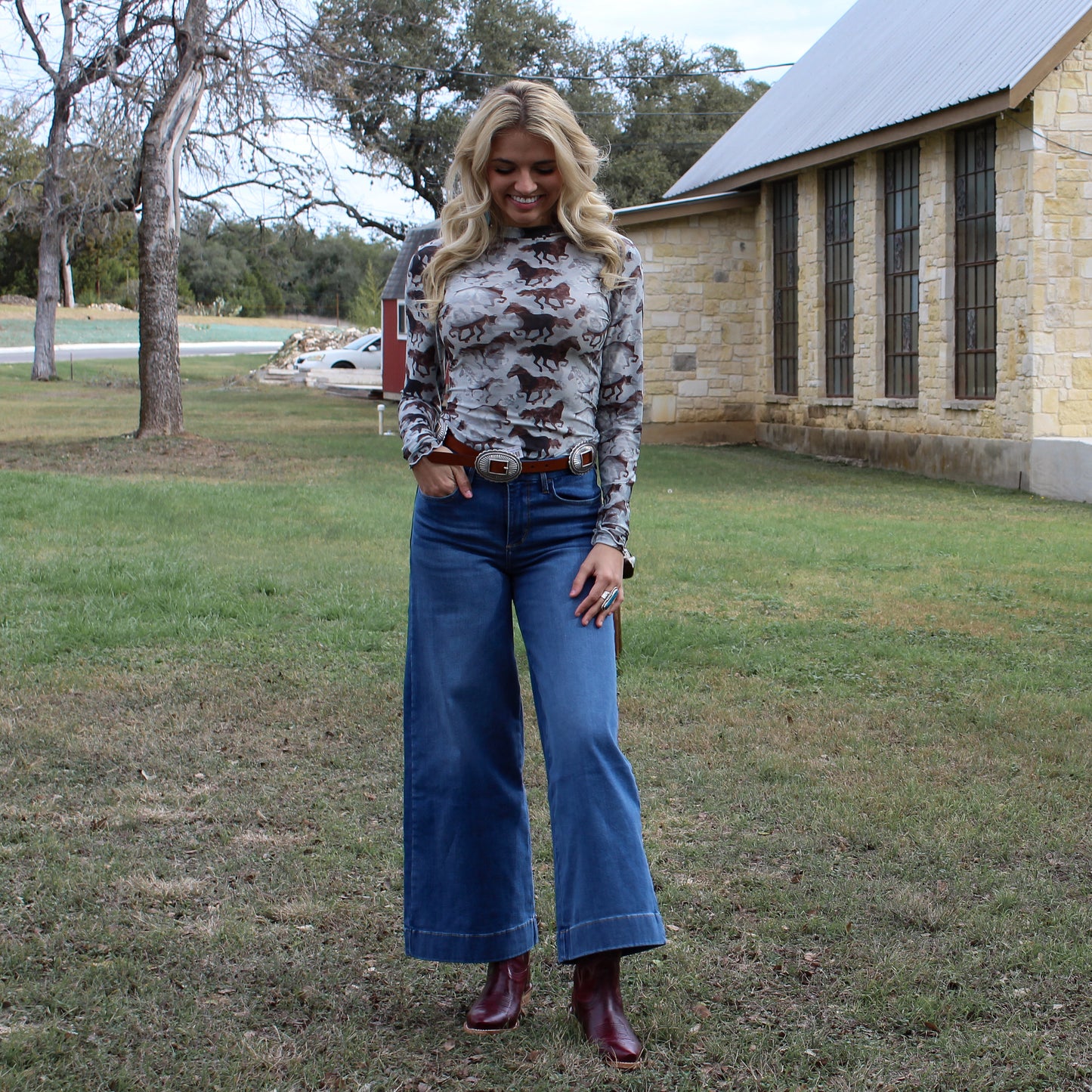 Eesome Ash Gray Mustang Mesh Top