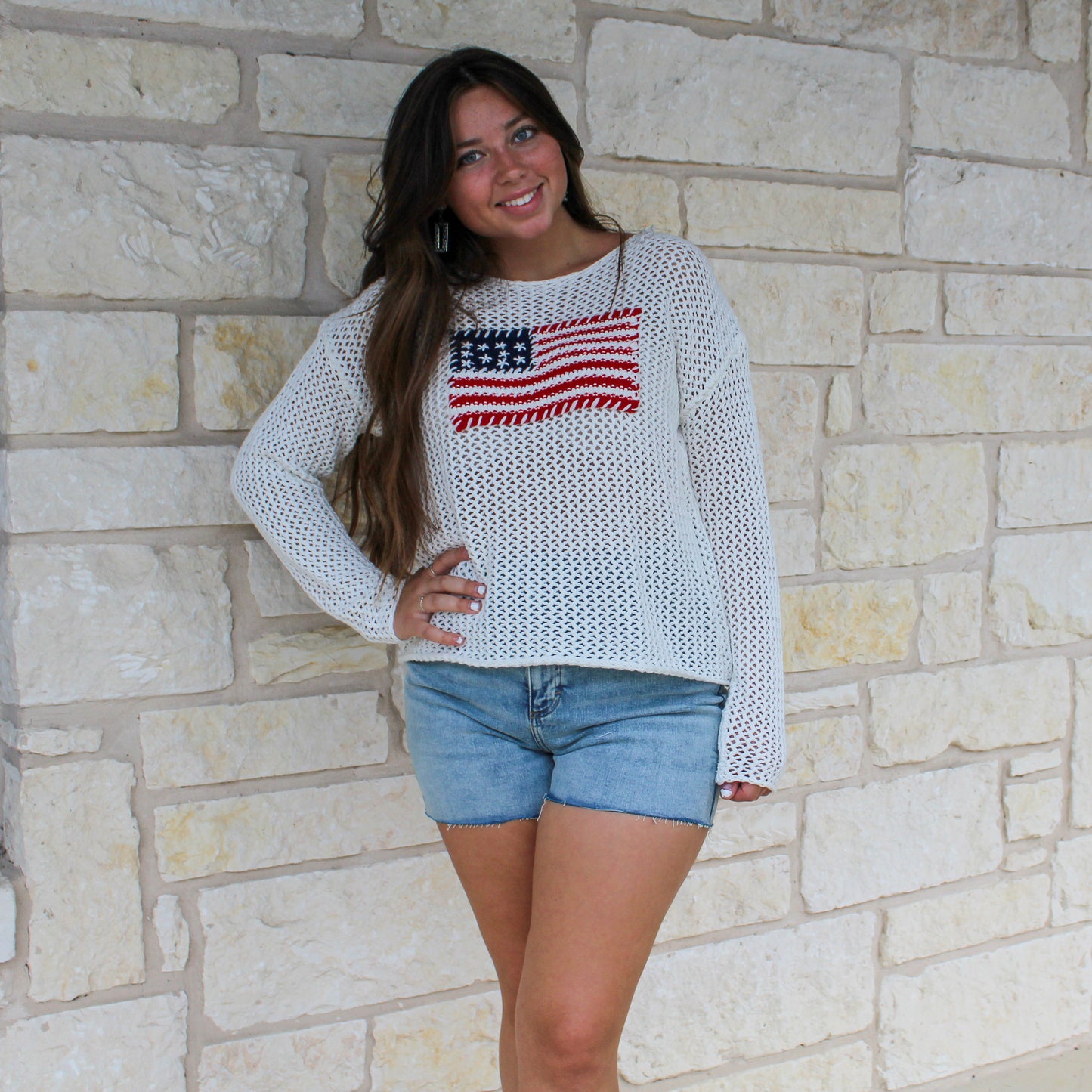 Flag Open Knit Sweater